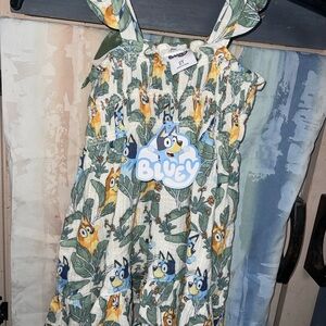 Bluey Kids Dress with Leaf Print